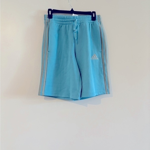 Adidas Men's 3-Stripes 10" Fleece Short Blue Drawstring Elastic Waist shorts - Picture 8 of 16